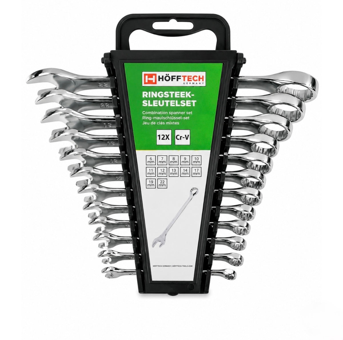 Ring-steeksleutelset 12-delig Cr-V – 6 t/m 22 mm