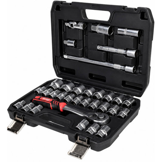 Dopsleutelset 32-delig – 1/2" met ratel en opbergkoffer